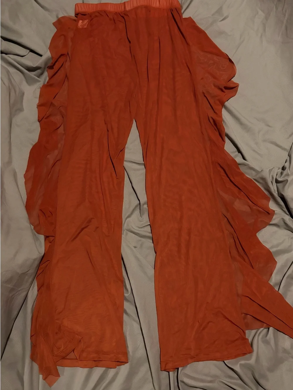 Women’s Rust Wide-Leg Ruffle Overlay Pants - Picture 1 of 4